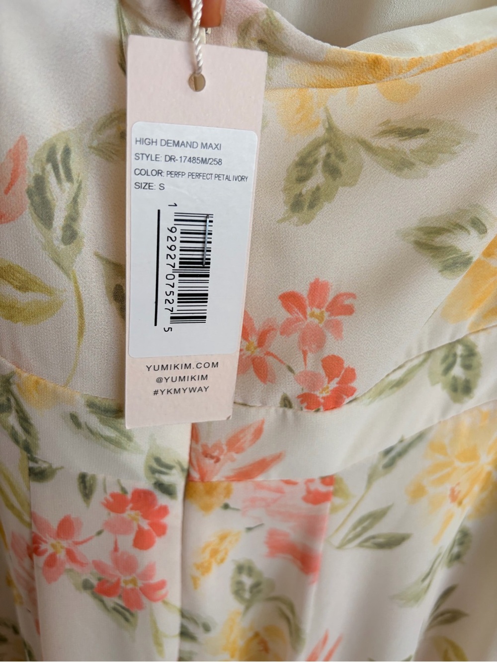 Yumi Kim Floral Halter Maxi Dress Cream Garden Party Cottagecore Boho Size S - Picture 9 of 11